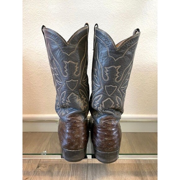 Paul Wheeler Boot Co Houston Mahogany Grey Full Quill Ostrich Cowboy Boots 8.5D main image 5
